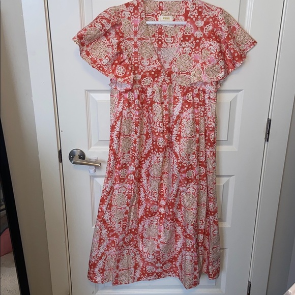 Anthropologie ⚜️ Maeve Printed Flutter-Sleeve Babydoll Dress - Picture 8 of 12